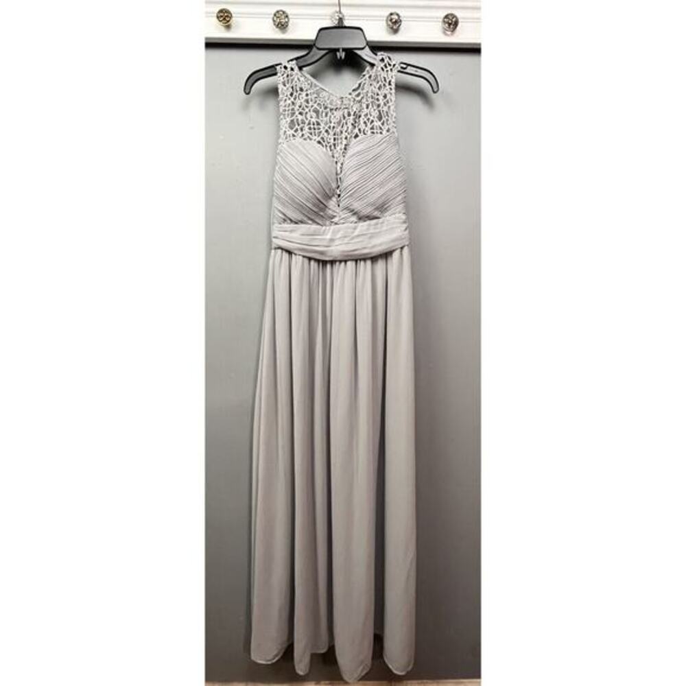 Tinley Maxi‎ Dress Womens Large Gray Formal Crochet top Long Wedding Prom
